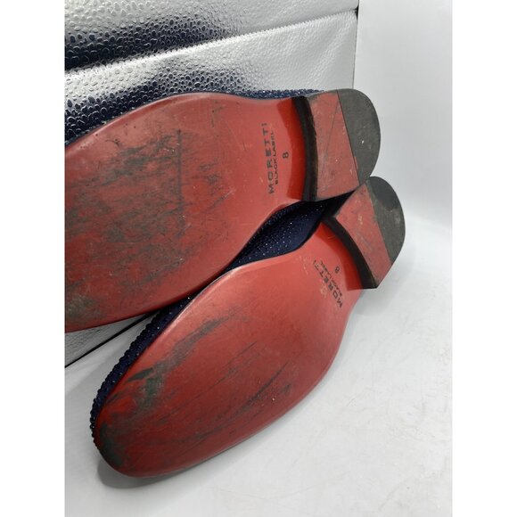 Moretti Blue Black Label Size 8 Crystal Loafer Leather Upper Slip on Red Bottoms - Picture 5 of 10